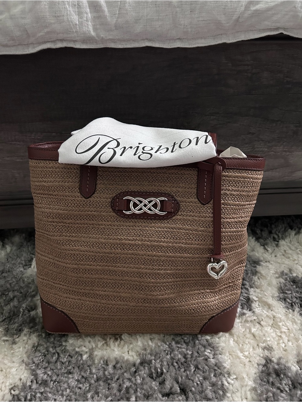 Brighton Brown Woven Tote with Intertok Design